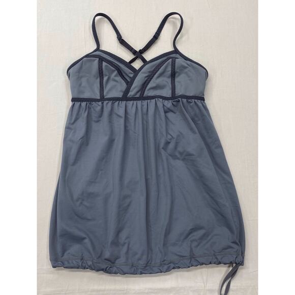 Lululemon Rehearsal Tank SZ 4 Blurrsed Grey Drawstring Hem Adjustable straps Bra - Picture 1 of 6
